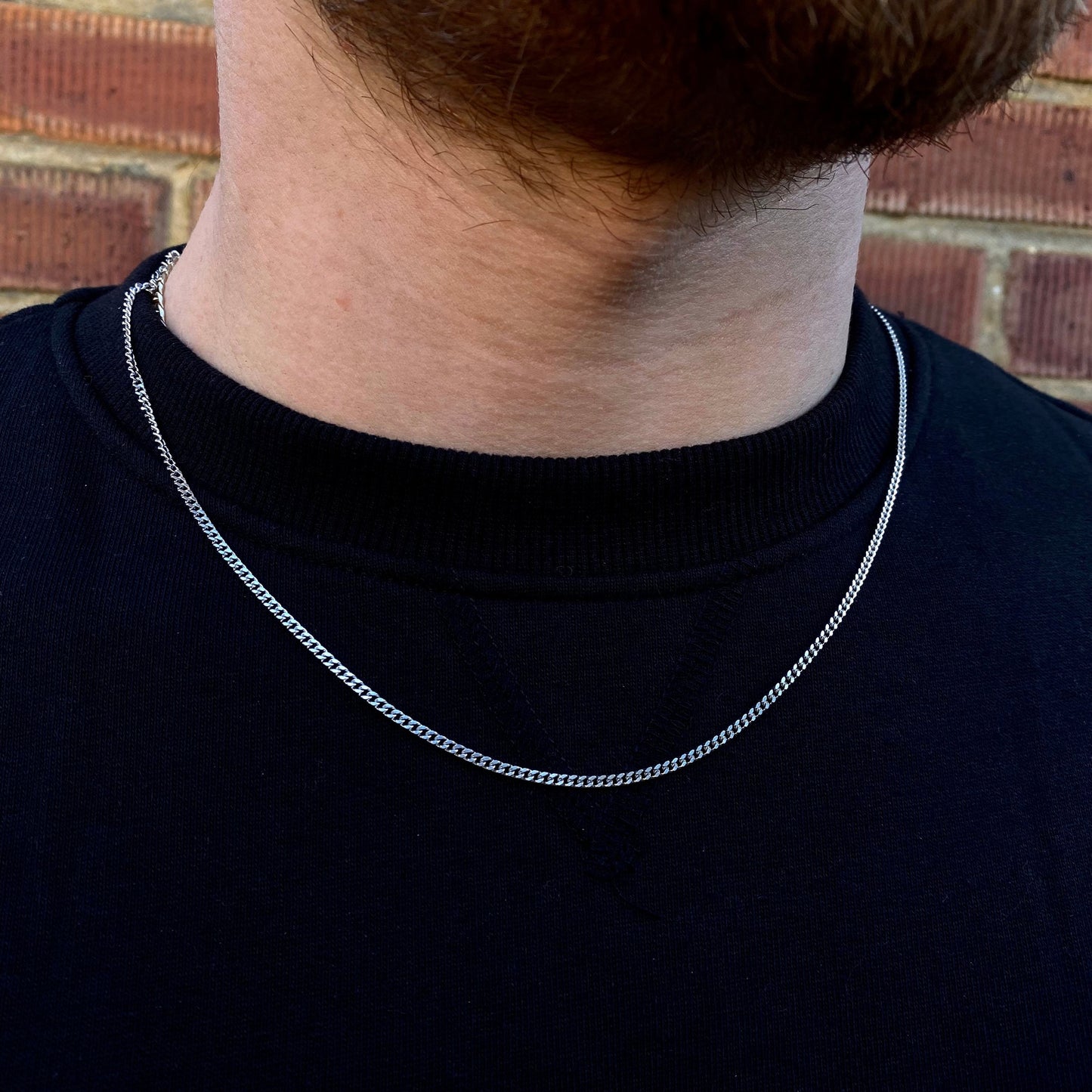 2mm Sterling Silver Flat Neck Chain for Boys Men Necklace for Boys Men