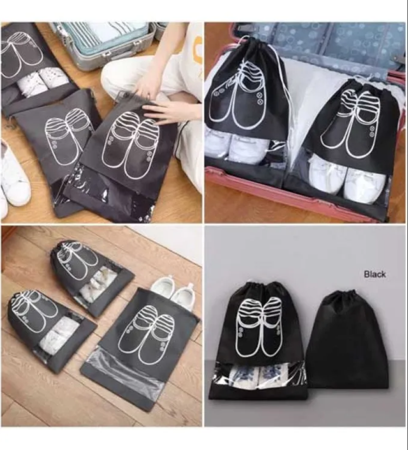 Pack Of 12 Shoe Storage Bags Non Woven PVC Clear Window Travel Shoe Organizer